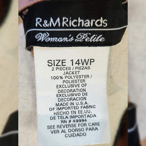 R&M Richards 2 Piece Dress Sz 14WP - Picture 6 of 6